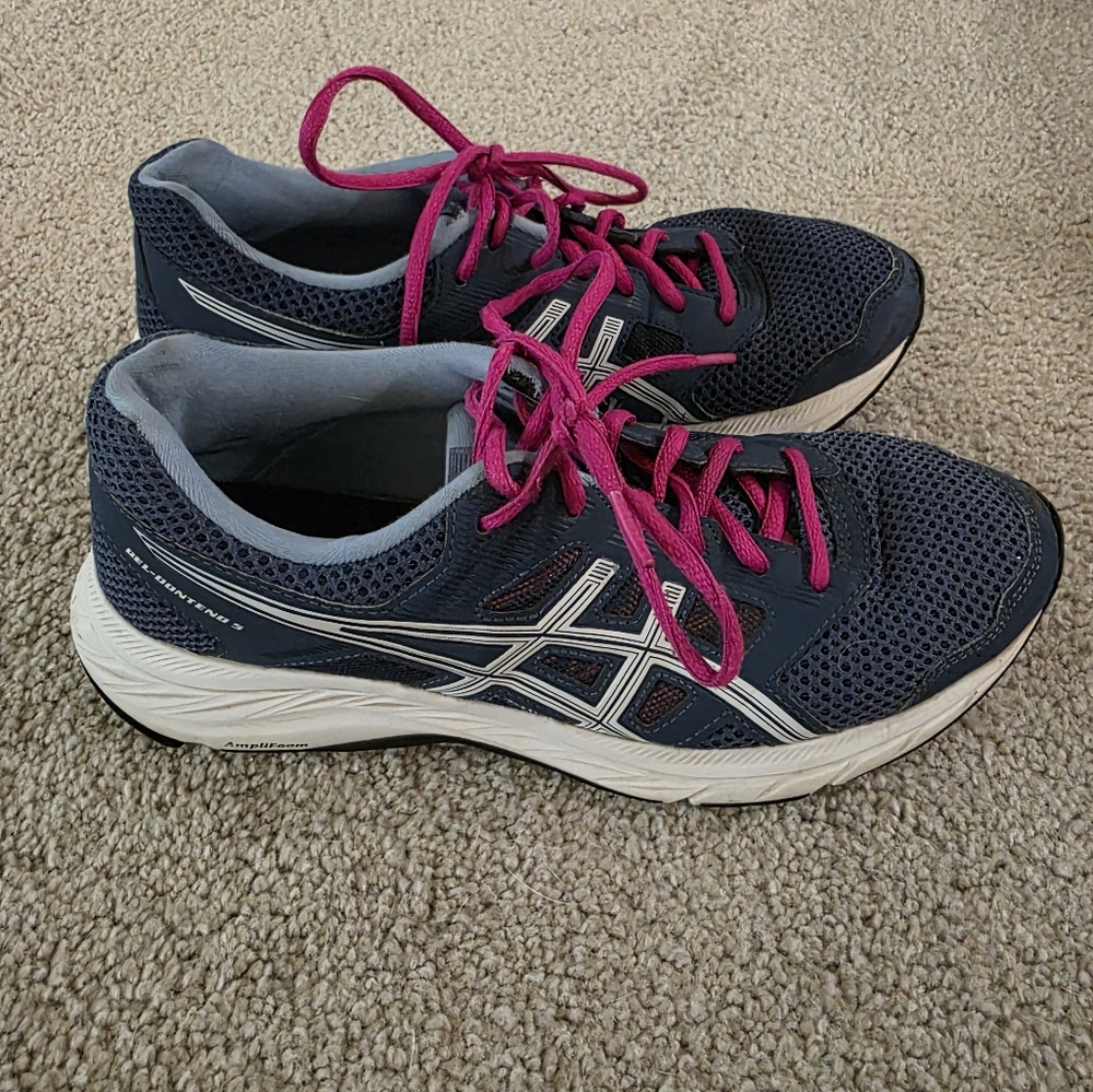 ASICS Women's Navy and Pink Running Shoes